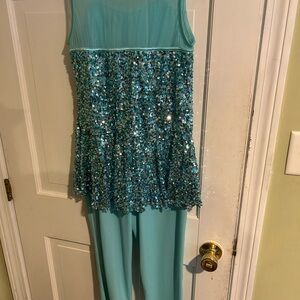 Weissman Aqua Sequin Dance Costume